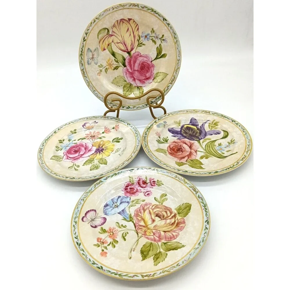 Vintage American Atelier Floral Daze 5024 Set of 4 Stoneware 8